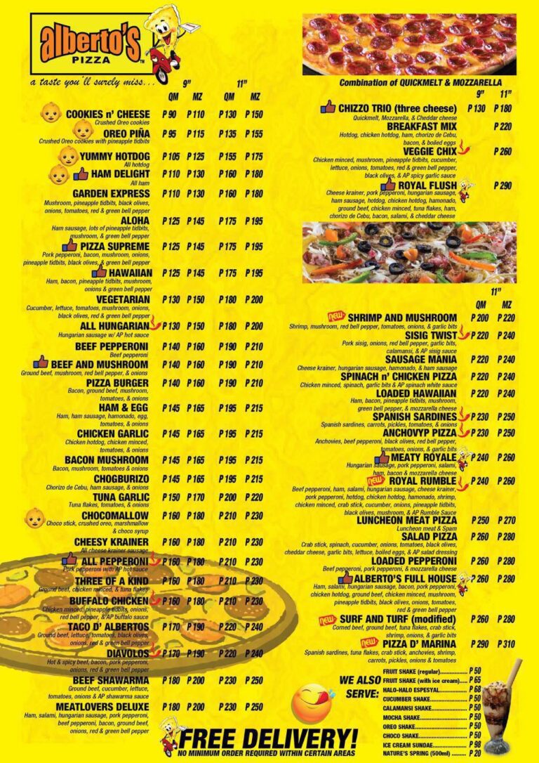 menu in yellow