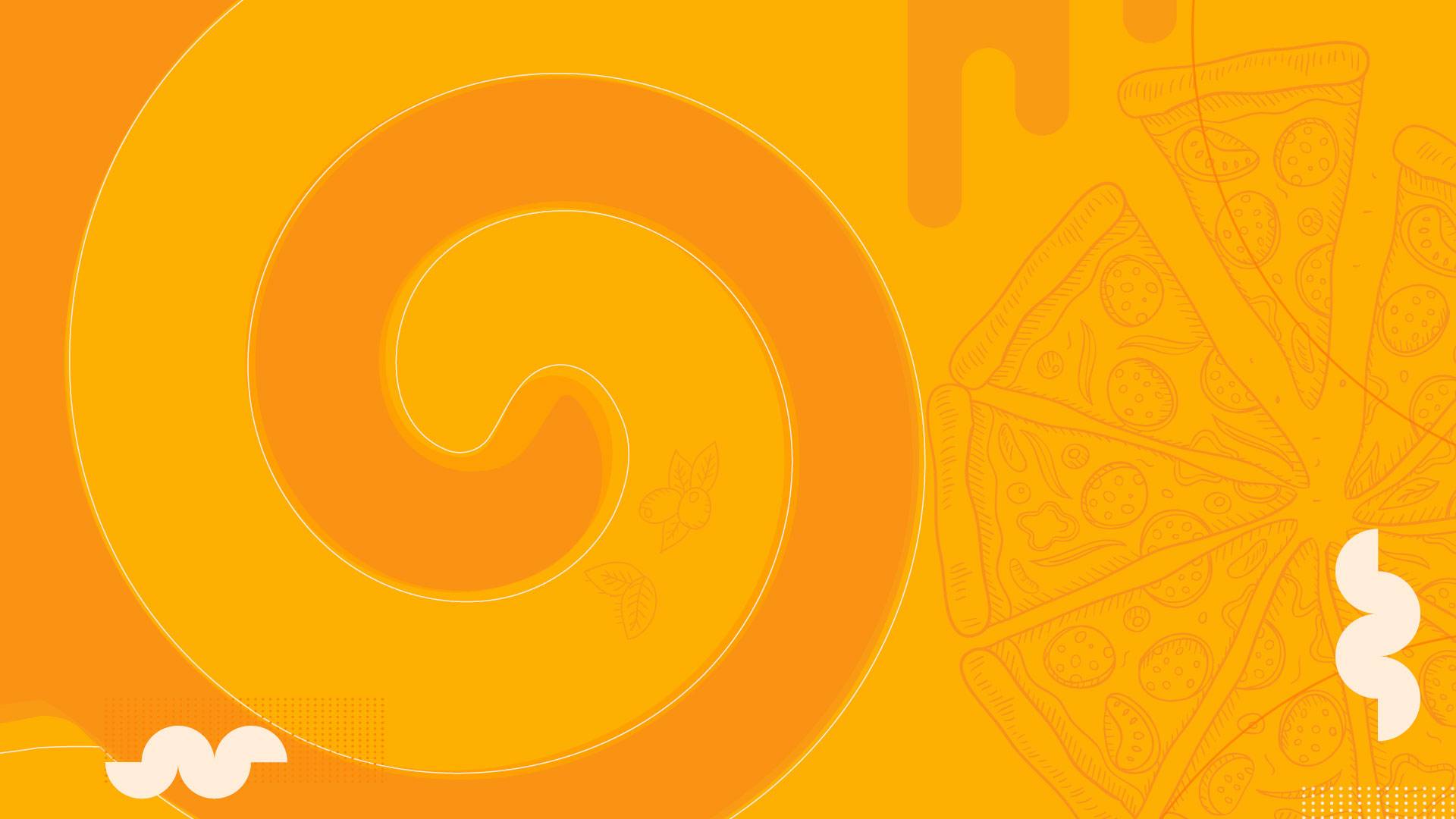 orange background with orange color outline pizza